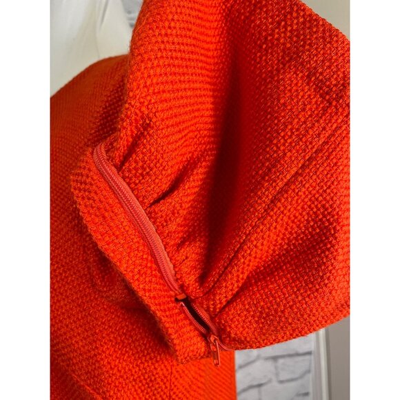 Elizabeth McKay Woven Wool Blend Blouse Detachable Flounce Sleeves Orange LARGE - Picture 4 of 9